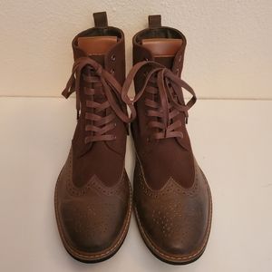 Brown faux suede dress boots